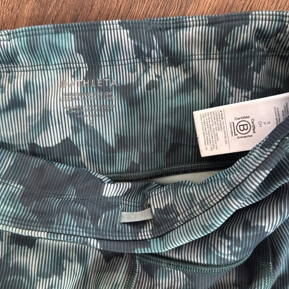 NWOT Athleta Printed Rainer Tights Small Green Floral Lined Drawstring - Picture 4 of 6